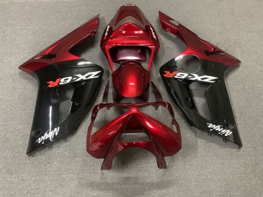 2003-2004 Rouge Brillant & Noir ZX6R Carénage Moto