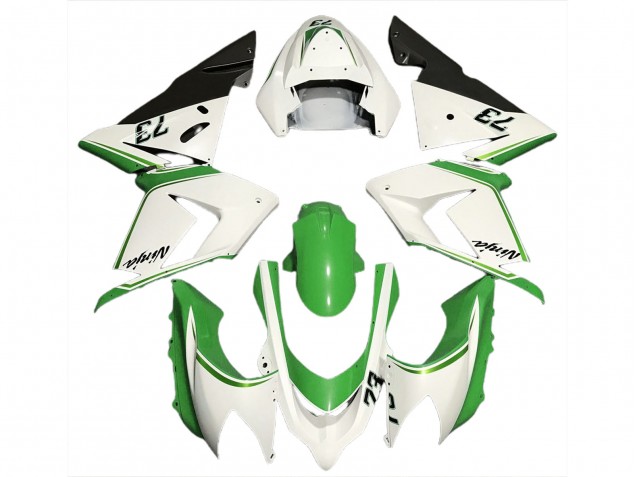 2004-2005 Blanc Brillant & Vert ZX10R Carénage Moto