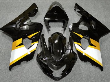 2004-2005 Noir Brillant & Jaune GSXR 600-750 Carénage Moto