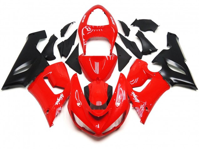 2005-2006 Décalcomanies Blanches Rouges Brillantes Unies ZX6R Carénage Moto