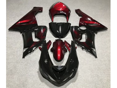 2005-2006 Noir Brillant & Rouge ZX6R Carénage Moto