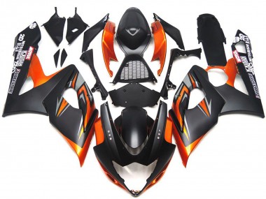 2005-2006 Noir Mat & Brillant Personnalisé & Orange GSXR 1000 Carénage Moto