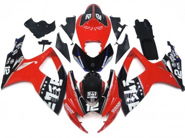 2006-2007 Logos Rouges & Noirs Personnalisés GSXR 600-750 Carénage Moto