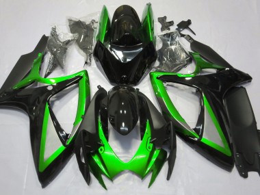 2006-2007 Vert Brillant & Noir GSXR 600-750 Carénage Moto