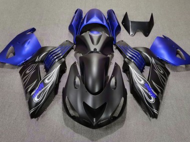 2006-2011 Noir Mat & Bleu ZX14R Carénage Moto