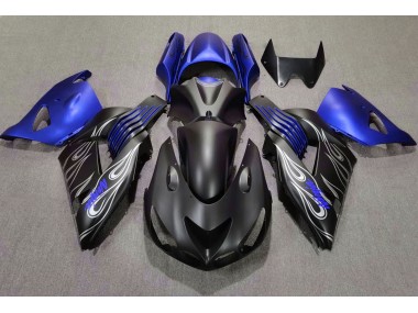 2006-2011 Noir Mat & Bleu ZX14R Carénage Moto