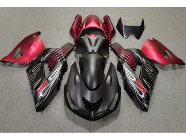 2006-2011 Noir Mat & Rouge ZX14R Carénage Moto