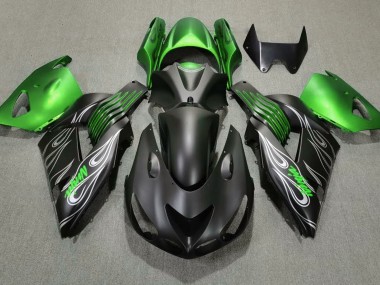 2006-2011 Noir Mat & Vert ZX14R Carénage Moto