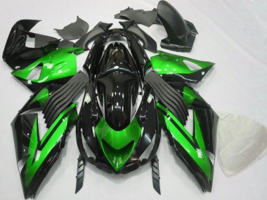 2006-2011 Vert Brillant & Noir Uni ZX14R Carénage Moto