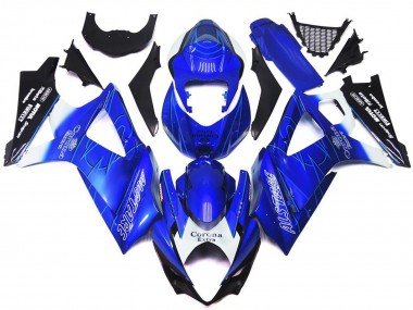 2007-2008 Bleu Vibrant Avec Blanc Corona GSXR 1000 Carénage Moto