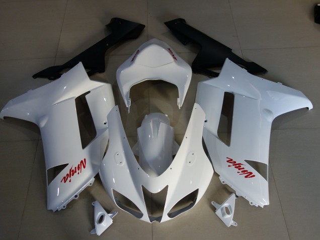 2007-2008 Logos Blanc Brillant & Rouge ZX6R Carénage Moto