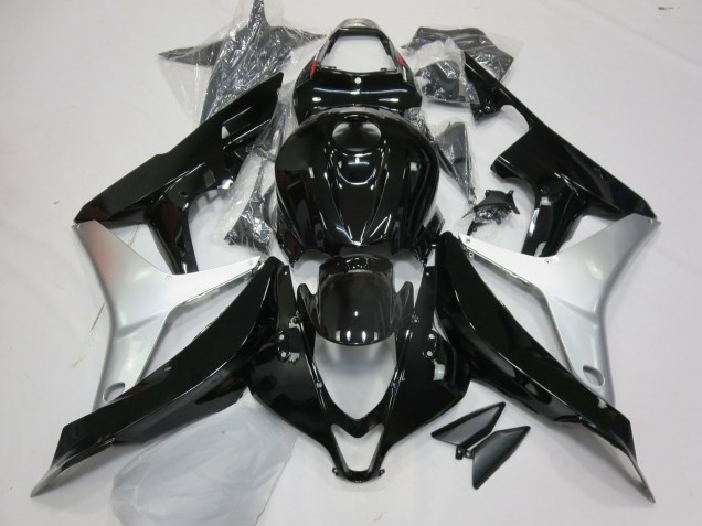 2007-2008 Noir Brillant & Argent CBR600RR Carénage Moto