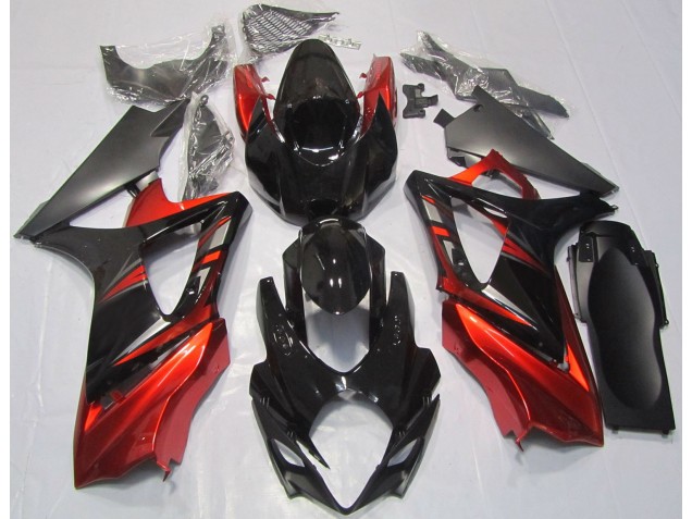 2007-2008 Noir Brillant & Rouge GSXR 1000 Carénage Moto