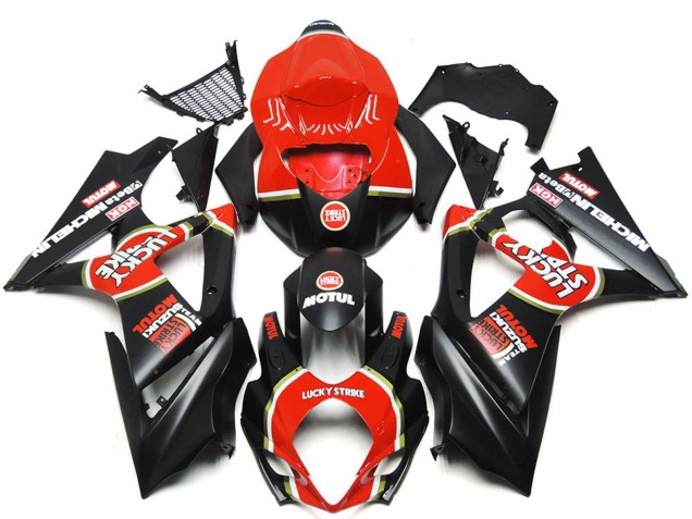 2007-2008 Noir Mat Vibrant Personnalisé Lucky Strike GSXR 1000 Carénage Moto