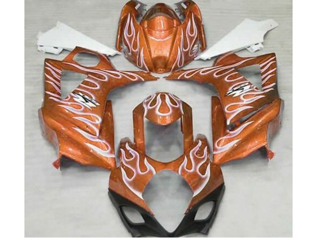 2007-2008 Orange Brillant & Blanc Flamme GSXR 1000 Carénage Moto