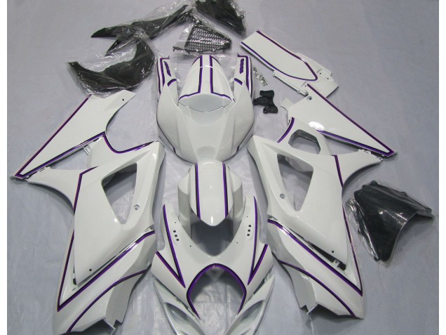 2007-2008 Rayure Épingle Violet Blanc Brillant GSXR 1000 Carénage Moto