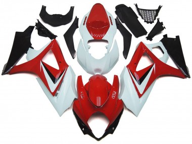 2007-2008 Rouge Brillant Avec Style Blanc OEM GSXR 1000 Carénage Moto