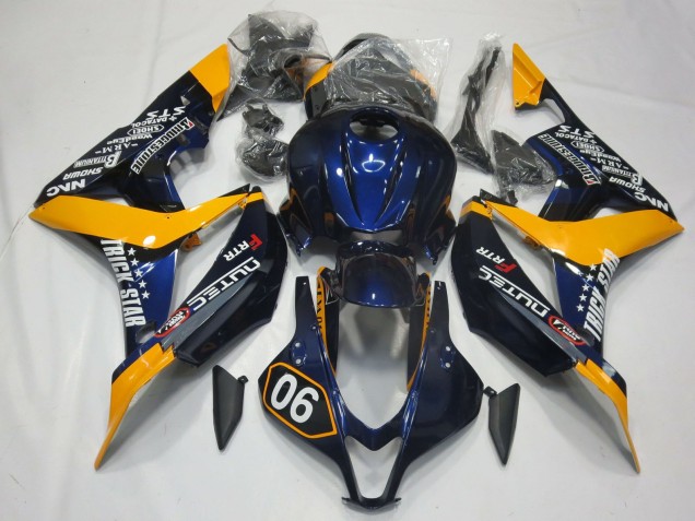 2007-2008 Spécial Bleu Profond & Jaune CBR600RR Carénage Moto