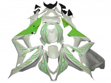 2007-2008 Vert Lime Flamme Sur Blanc CBR600RR Carénage Moto