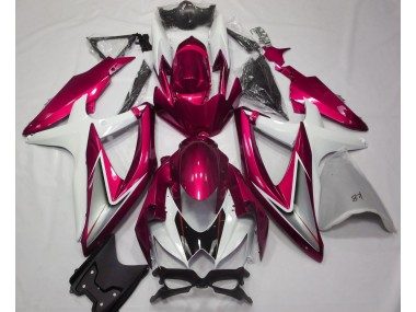 2008-2010 Rouge Brillant & Blanc GSXR 600-750 Carénage Moto