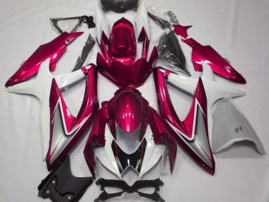 2008-2010 Rouge Brillant & Blanc GSXR 600-750 Carénage Moto