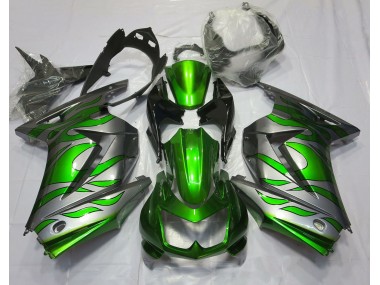 2008-2012 Vert & Argent Flamme Ninja 250 Carénage Moto