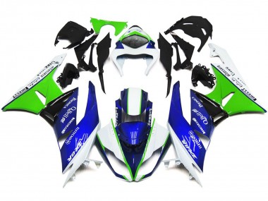 2009-2012 Bleu Profond Vert & Blanc ZX6R Carénage Moto