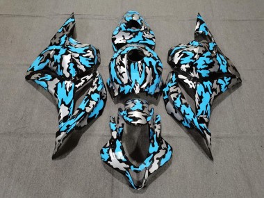 2009-2012 Personnalisé Bleu / Argent Camo CBR600RR Carénage Moto