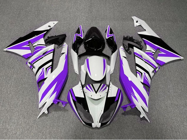 2009-2012 Zag Violet Blanc & Noir ZX6R Carénage Moto