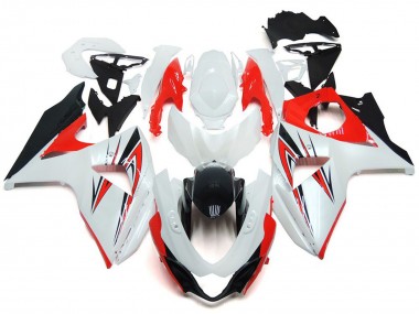 2009-2016 Rouge Brillant Avec Style Personnalisé Blanc & Noir GSXR 1000 Carénage Moto