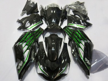 2012-2021 Noir Brillant Avec Vert ZX14R Carénage Moto