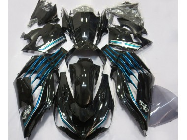 2012-2021 Noir Brillant & Bleu Clair ZX14R Carénage Moto