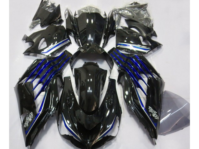 2012-2021 Noir Brillant & Bleu ZX14R Carénage Moto