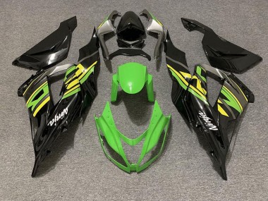 2013-2018 Noir Brillant & Vert Racing ZX6R Carénage Moto