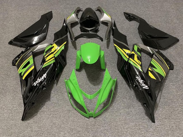 2013-2018 Noir Brillant & Vert Racing ZX6R Carénage Moto